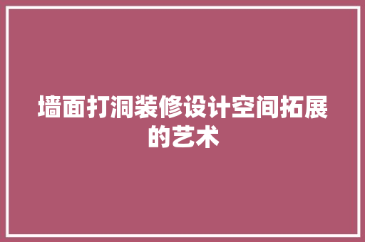 墙面打洞装修设计空间拓展的艺术