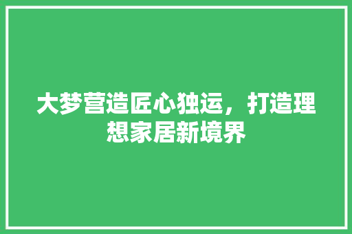 大梦营造匠心独运，打造理想家居新境界