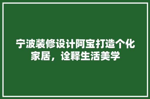 宁波装修设计阿宝打造个化家居，诠释生活美学