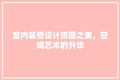 室内装修设计顶图之美，空间艺术的升华