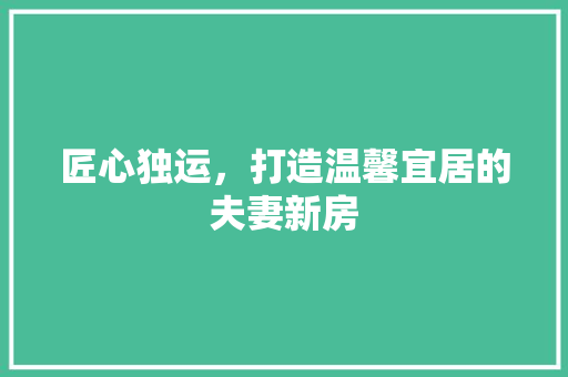 匠心独运，打造温馨宜居的夫妻新房