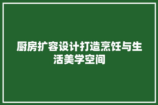 厨房扩容设计打造烹饪与生活美学空间