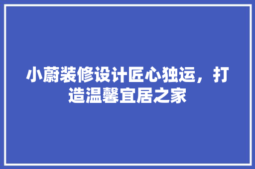 小蔚装修设计匠心独运，打造温馨宜居之家