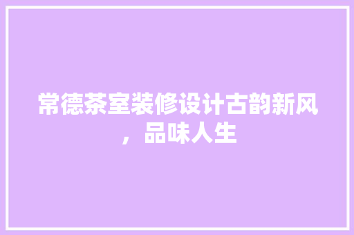 常德茶室装修设计古韵新风，品味人生