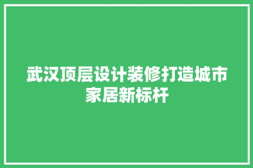 武汉顶层设计装修打造城市家居新标杆