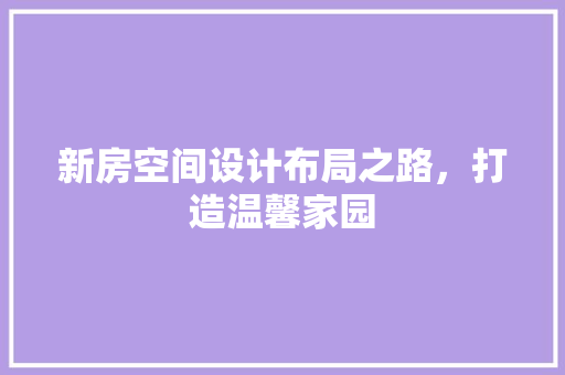 新房空间设计布局之路，打造温馨家园
