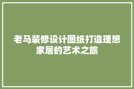 老马装修设计图纸打造理想家居的艺术之旅