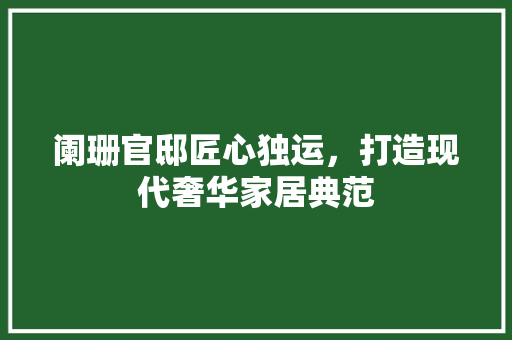 阑珊官邸匠心独运，打造现代奢华家居典范