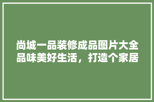 尚城一品装修成品图片大全品味美好生活，打造个家居空间
