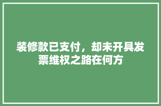 装修款已支付，却未开具发票维权之路在何方