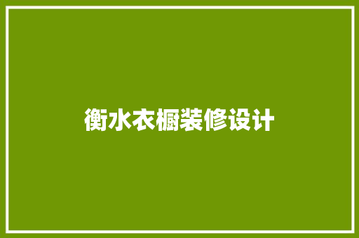 衡水衣橱装修设计
