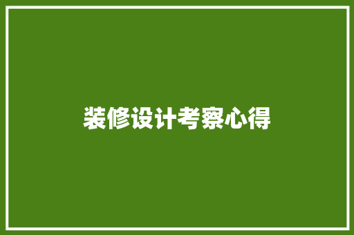 装修设计考察心得