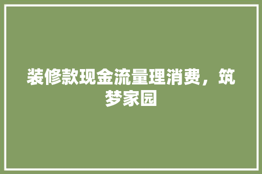 装修款现金流量理消费，筑梦家园