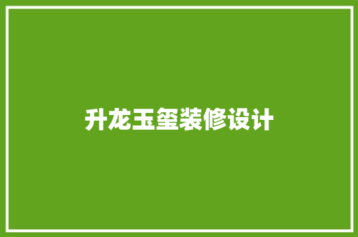 升龙玉玺装修设计