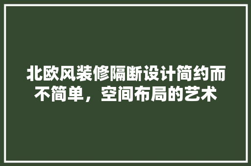 北欧风装修隔断设计简约而不简单，空间布局的艺术