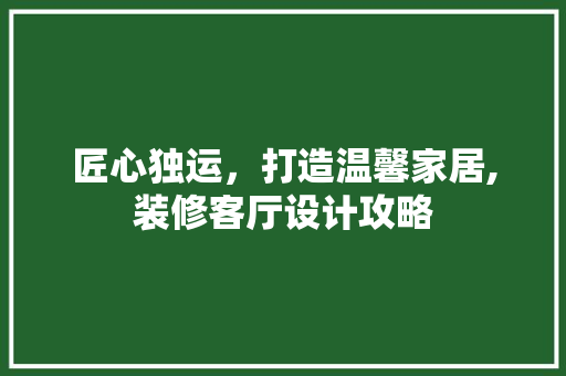 匠心独运，打造温馨家居,装修客厅设计攻略