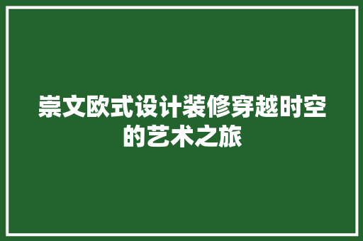 崇文欧式设计装修穿越时空的艺术之旅
