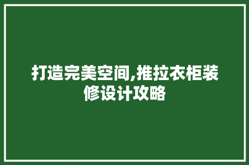 打造完美空间,推拉衣柜装修设计攻略