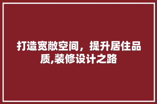打造宽敞空间，提升居住品质,装修设计之路