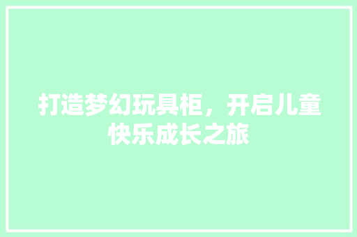 打造梦幻玩具柜，开启儿童快乐成长之旅