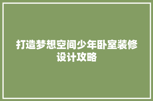 打造梦想空间少年卧室装修设计攻略