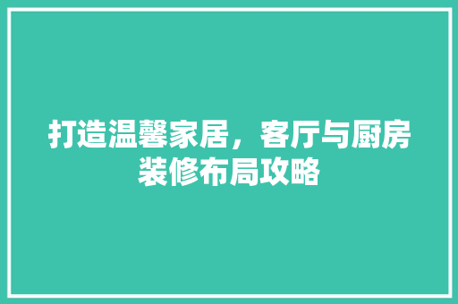 打造温馨家居，客厅与厨房装修布局攻略