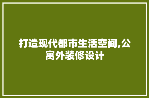 打造现代都市生活空间,公寓外装修设计