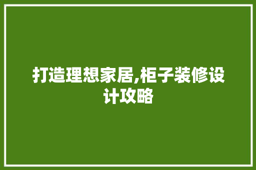 打造理想家居,柜子装修设计攻略