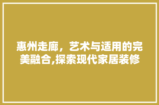 惠州走廊，艺术与适用的完美融合,探索现代家居装修设计新风尚