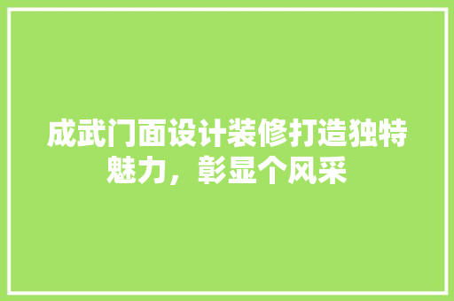 成武门面设计装修打造独特魅力，彰显个风采
