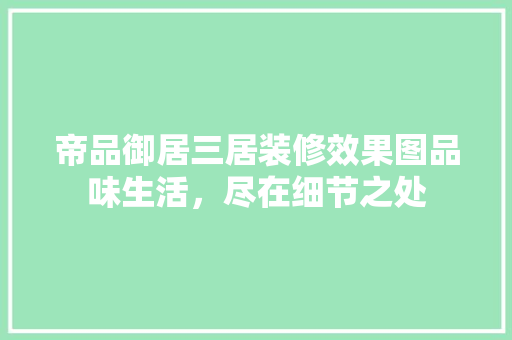 帝品御居三居装修效果图品味生活，尽在细节之处