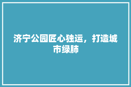 济宁公园匠心独运，打造城市绿肺