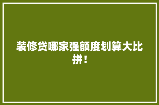 装修贷哪家强额度划算大比拼！
