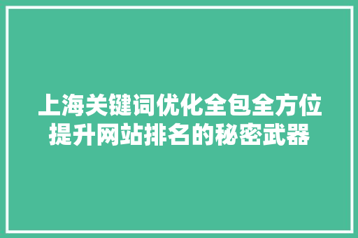 上海关键词优化全包全方位提升网站排名的秘密武器