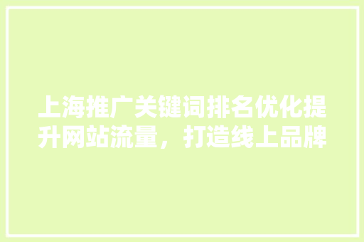 上海推广关键词排名优化提升网站流量，打造线上品牌新高度