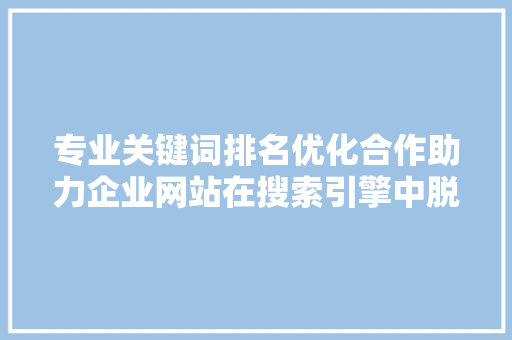 专业关键词排名优化合作助力企业网站在搜索引擎中脱颖而出