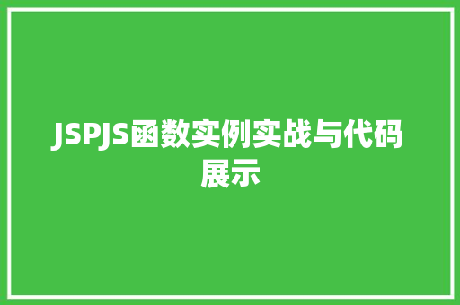 JSPJS函数实例实战与代码展示