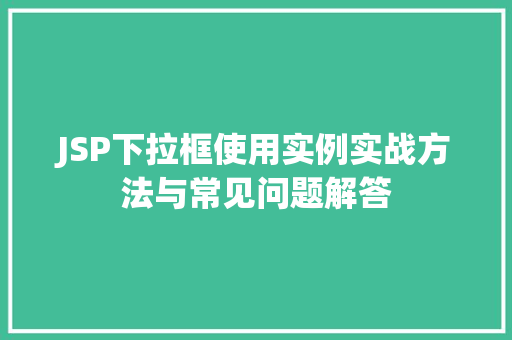 JSP下拉框使用实例实战方法与常见问题解答