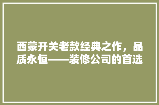 西蒙开关老款经典之作，品质永恒——装修公司的首选开关