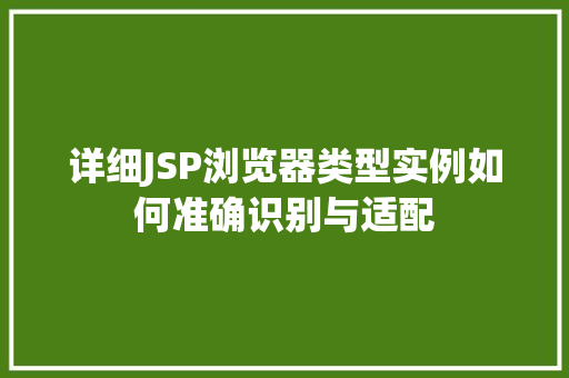 详细JSP浏览器类型实例如何准确识别与适配