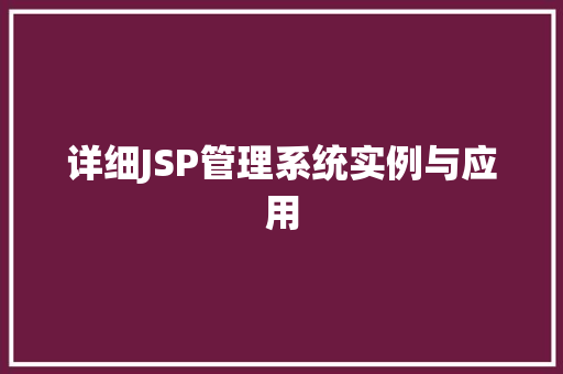 详细JSP管理系统实例与应用