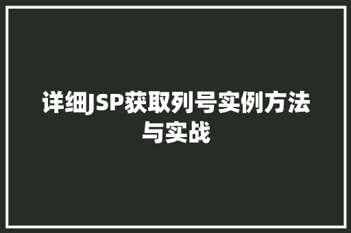 详细JSP获取列号实例方法与实战