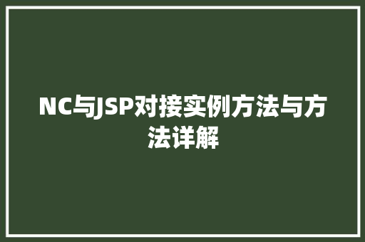 NC与JSP对接实例方法与方法详解