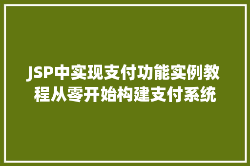 JSP中实现支付功能实例教程从零开始构建支付系统