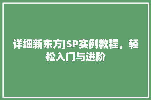 详细新东方JSP实例教程，轻松入门与进阶