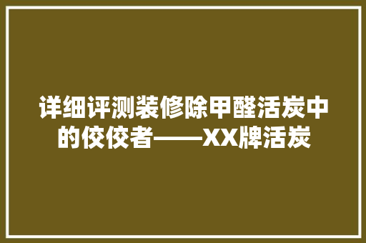 详细评测装修除甲醛活炭中的佼佼者——XX牌活炭