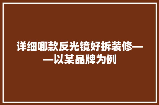 详细哪款反光镜好拆装修——以某品牌为例