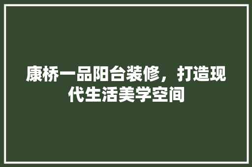 康桥一品阳台装修，打造现代生活美学空间