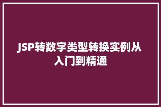 JSP转数字类型转换实例从入门到精通