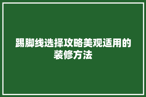 踢脚线选择攻略美观适用的装修方法